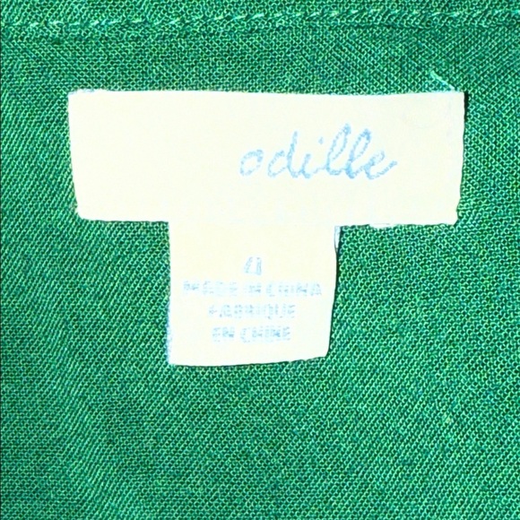 Odille Vintage Y2K Kelly Green Ruffle Collar Short Sleeve Blouse SZ 4 - Picture 8 of 9